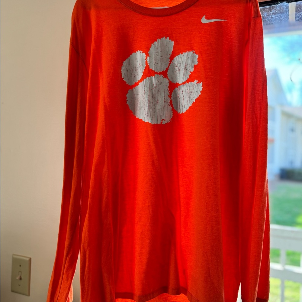 Nike Orange Long-Sleeve Shirt with White Paw Graphic